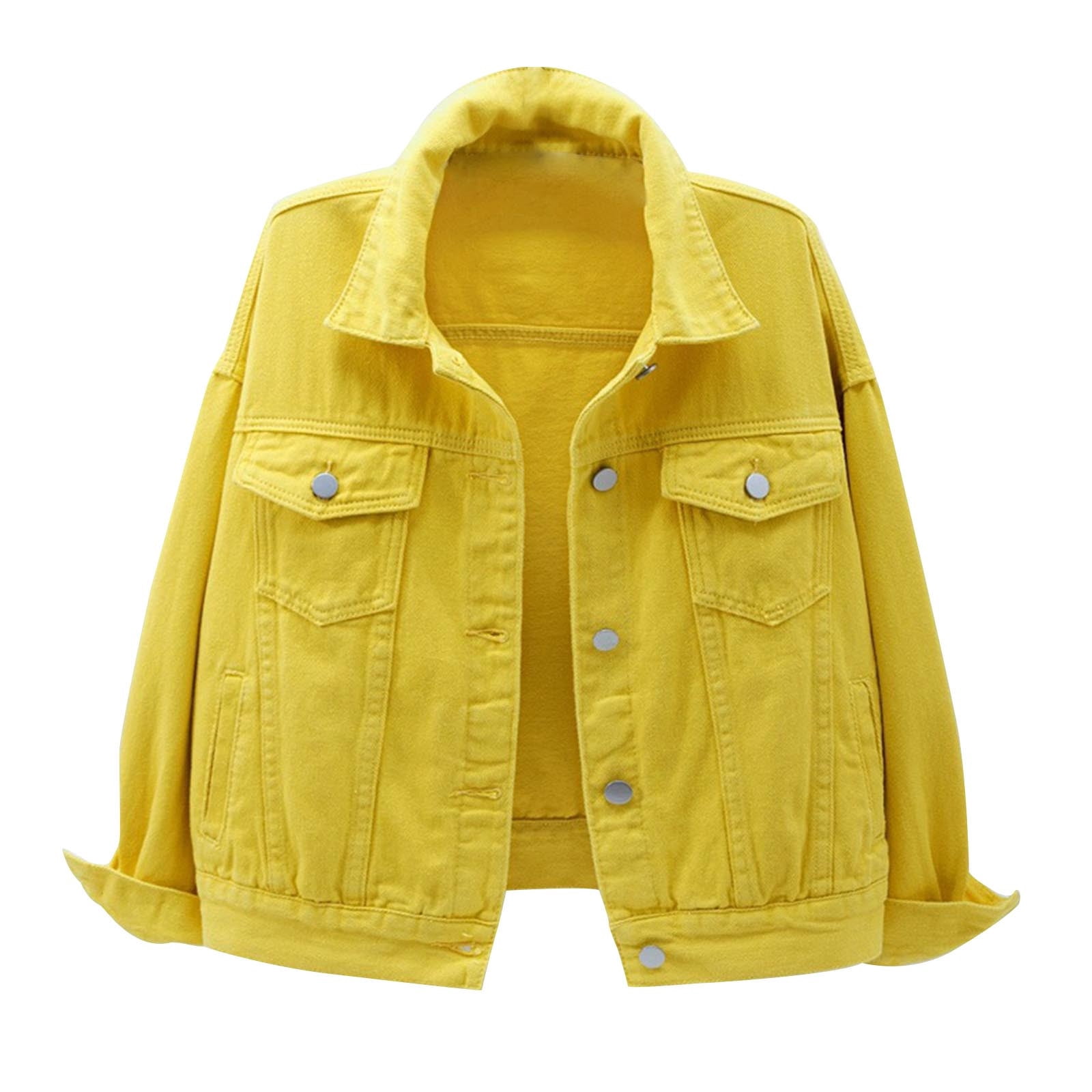 Yuyuzo Women's Oversized Denim Jacket Jean Long Sleeve Lapel Button down Spring Jacket Coat Outwear
