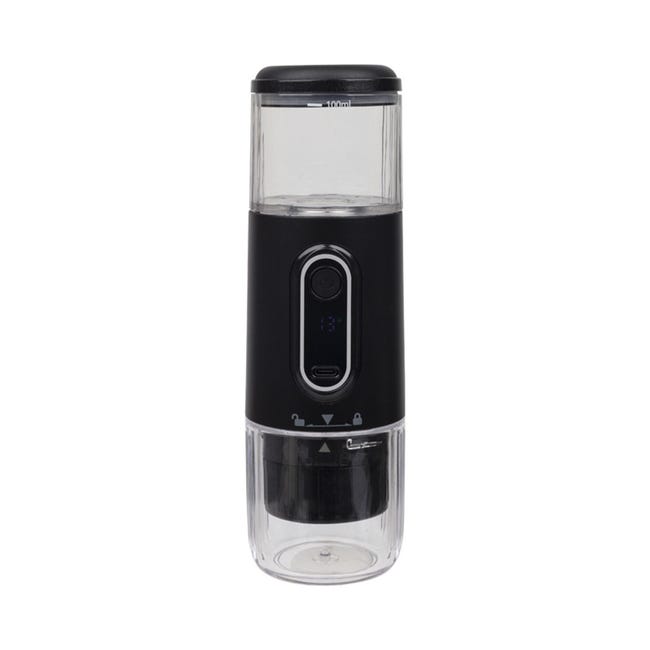 Portable Cordless Coffee Maker, Compact 100ml Electric Espresso Machine, Compatible with Capsules and Ground Coffee, USB Type-C Rechargeable, Black