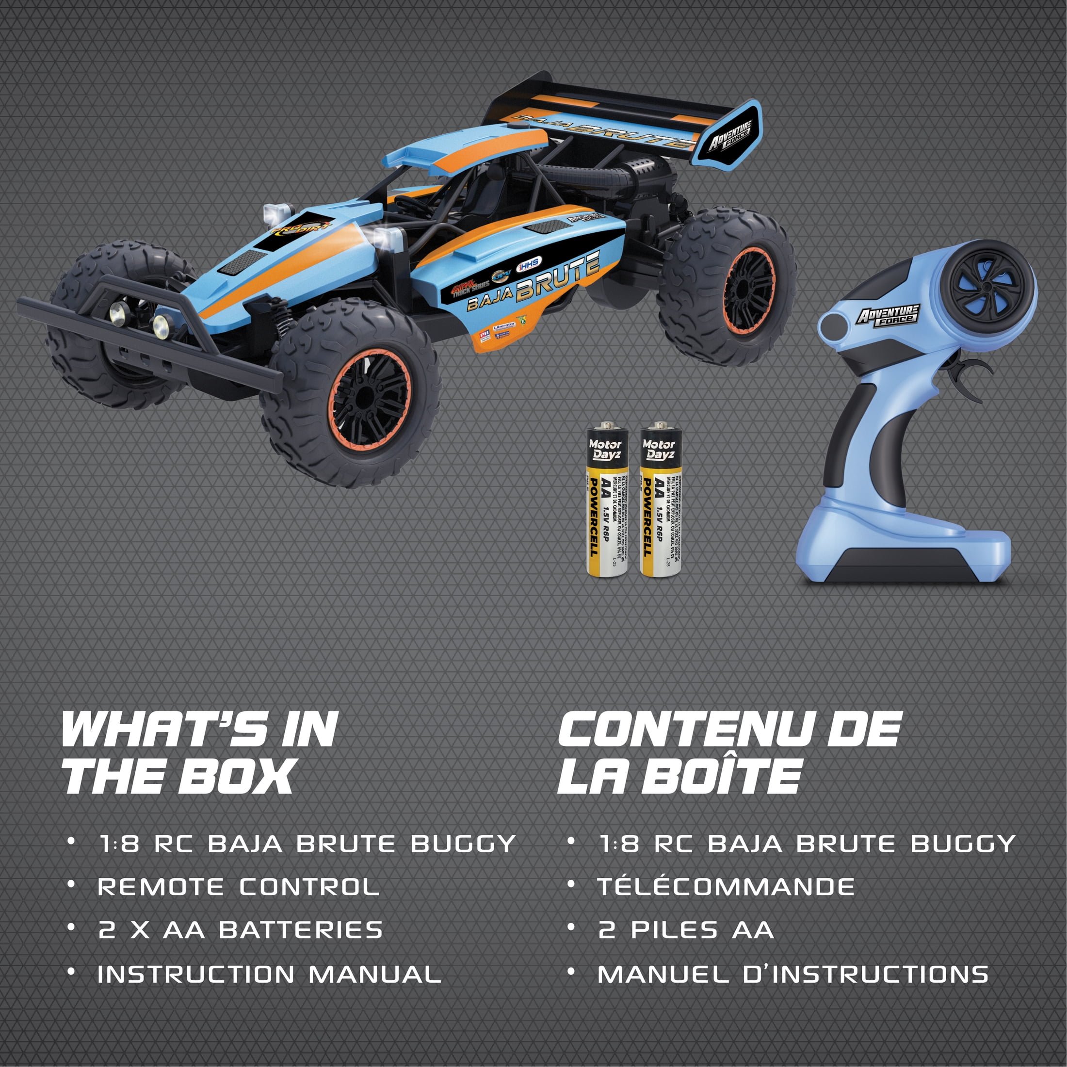 Buggy télécommandé bleu glacier Adventure Force (1:8) Baja Brute