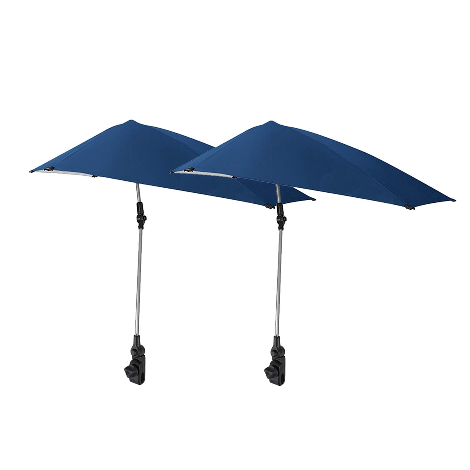 jinwen 2x Foldable Adjustable Clamp-On Umbrellas Canopy for Chair Strollers Camping