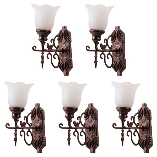 WINSKYALL Mini Lampe Murale Bronze Acier Inoxydable ABS Lumière Jaune Chaud 5 Pcs