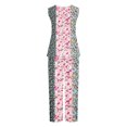 thumbnail image 5 of Mikilon Ensemble Stylé pour Femmes 2 Pcs Décontracté Ample Débardeur Imprimé Pantalon Long Sans Manches Col Rond Haut/chemise Ensemble Rose-A m, 5 of 5