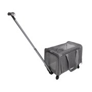 Airline Approved Pet Carrier with Wheels, ABS Canvas Rolling Cat Dog Carrier Telescopic Handle Pet Travel Carrier with Adjustable Shoulder Straps for Small to Medium Sized Pets