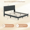 thumbnail image 3 of Costway Queen Size Bed Frame Linen Upholstered Mattress Foundation with Wooden Slats, 3 of 10