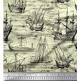 thumbnail image 1 of Soimoi Rayon Fabric Waves & Ship Ocean Printed Fabric 1 Yard 56 Inch Wide, 1 of 3