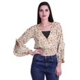 thumbnail image 1 of Moomaya Printed Womens Crop Top Wrap Style Top Wear Ruffle Long Sleeve Casual Summer Blouse, 1 of 5
