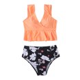 thumbnail image 4 of TIMIFIS Two Piece Tankini Swimsuit for Women High Neck Ruched Tummy Control Top with Bottom Bathing Suits, 4 of 7