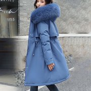 Aboser Warm Parka Jackets for Women Winter Fleece Jacket Coat with Faux Fur Hood Ladies Overcoats Casual Sherpa Lined Coats Fashion Waist Midi Jacket
