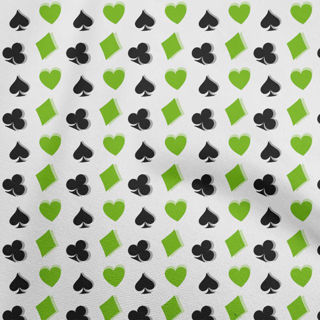 oneOone Viscose Chiffon Green Fabric Poker Card Sewing Craft Projects Fabric Prints By Yard 42 Inch Wide
