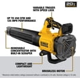 thumbnail image 2 of DEWALT 20V MAX XR Leaf Blower, Cordless, Handheld, 125-MPH, 450-CFM, Tool Only (DCBL722B), 2 of 9