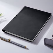 Black Solid Color Diary Thick Work Notebook A5 Perforated Notebook 200 Pages 8.34X6.18-80G Dorian Paper Hardcover