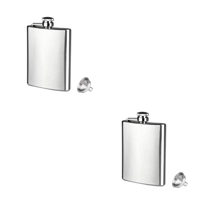 QualitChoice 4 5 6 7 8 10 18oz Stainless Steel Hip Alcohol Flask Cap + Funnel 9 oz 2Set