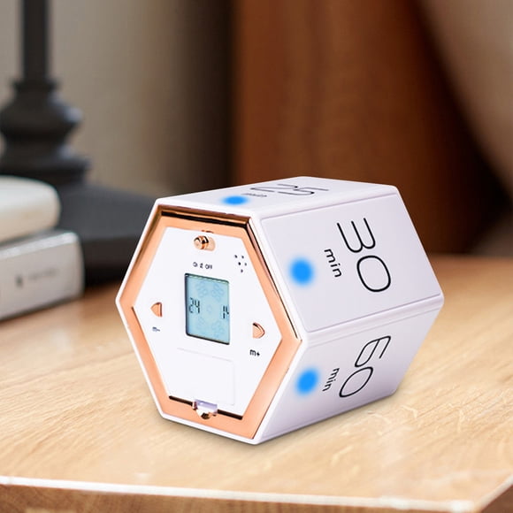 2025 Multi-sided Timer Six-sided Flip Rotating Countdown Timer Kitchen Learning Exercise Self-discipline Device