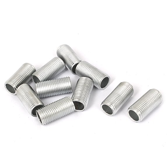 Unique Bargains M10 1mm Pitch Threaded Zinc Alloy Pipe Nipple Lamp Repair Part 20mm Long 10pcs