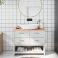 thumbnail image 1 of vidaXL Bathroom Countertop Light Brown 100x30x2 cm Treated Solid Wood, 1 of 4
