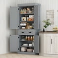 thumbnail image 2 of HOMCOM Kitchen Pantry, Freestanding Buffet Cabinet with 4 Doors, Grey, 2 of 10