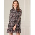 thumbnail image 2 of INSPIRE CHIC Robe Droite Décontractée Ample à Volants à Nouer au Cou à Motif Floral pour Femme, 2 of 4