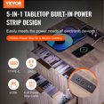 thumbnail image 2 of VEVOR Table d'Appoint Style Ferme Carrée Table de Nuit avec USB et Prises Ensemble de 2 Gris, 2 of 9