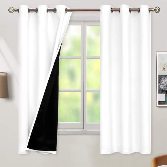 BGment White Blackout Curtains 63 Inch Long - Black Out Curtains for Bedroom Thermal Insulated Curtains for Summer Grommet Total Room Darkening Window Drapes, 2 Panels,
