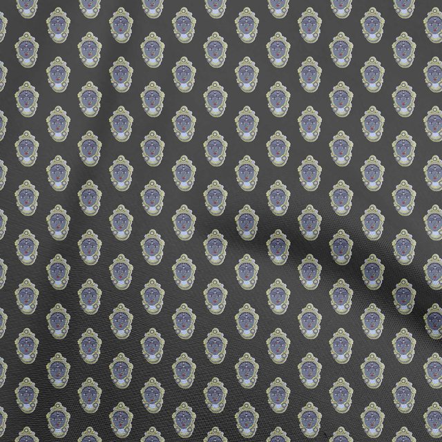 oneOone Viscose Jersey Dark Gray Fabric Goddess Durga Face Craft Projects Decor Fabric Printed By The Yard 60 Inch Wide