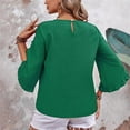 thumbnail image 4 of Timegard Womens Tops Ruffle Half Sleeve Crewneck Loose Comfy Tops Blouse Casual Summer Spring Solid Color, 4 of 8