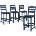 thumbnail image 1 of Costway Outdoor 4pcs HDPE Bar Stool Patio Tall Chair Backrest Footrest All Weather Navy, 1 of 7