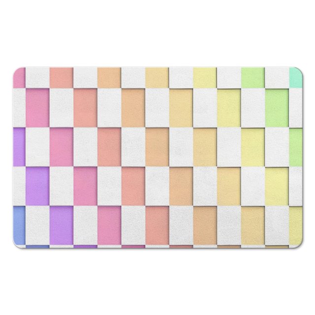 20x32 in Checkered Long Bath Mat - Non-Slip & Absorbent Bathroom Runner Rug, Soft Microfiber Comfort, Easy-to-Clean Mats for Showers.