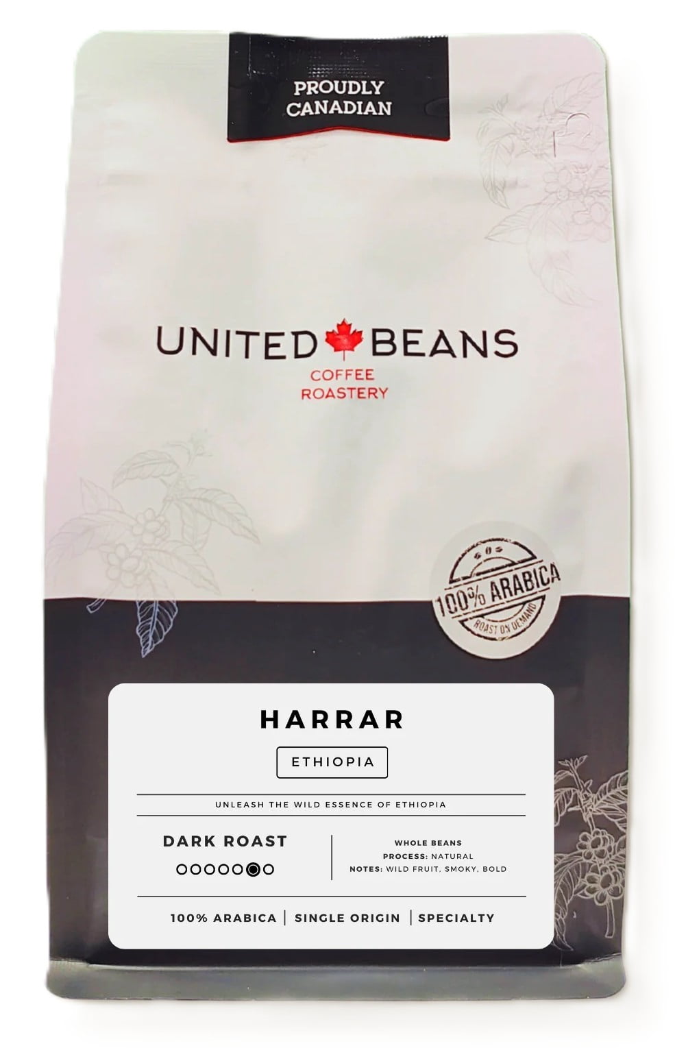 Ethiopian Harrar Whole Dark Roast Coffee Beans from Canadian Coffee Roastery, 300g