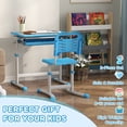 thumbnail image 4 of Qaba Ensemble Bureau et Chaise pour Enfants à Hauteur Réglable avec Plateau Inclinable, Bleu, 4 of 10