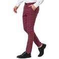 thumbnail image 4 of INSPIRE CHIC Pantalon Habillé à Carreaux pour Homme Coupe Ajustée Pantalon d'Affaires à Carreaux avec Poches 36 Rouge, 4 of 7