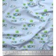 thumbnail image 1 of Soimoi Blue Cotton Voile Fabric Tree & Rhinoceros Animal Printed Fabric 1 Yard 56 Inch Wide, 1 of 5