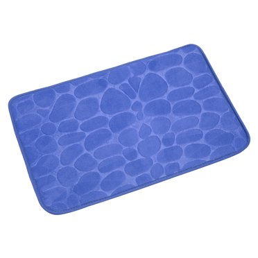 Unique Bargains 60x40cm Non-Slip Bath Mat Cobblestone Embossed Bathroom Carpet Memory Foam Absorbent Floor Mat For Home-Grey