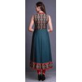 thumbnail image 4 of Bimba Robe Anarkali à Col Mandarin pour Femme, Bleu Sarcelle, Imprimé Cachemire, Style Ethnique Indien, Kurta, Moyen, 4 of 6