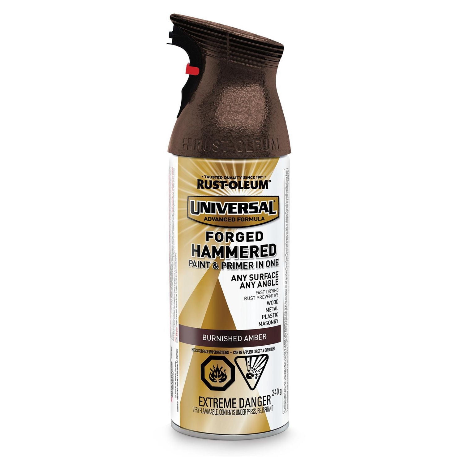 Peinture en spray universelle Rust-Oleum effet martelé en Ambre Bruni, 340g