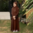 thumbnail image 2 of RXMEKW Muslim Dress Set With Shawl for Girls Long Sleeve Round Neck Ruffle Dress 2-Piece Outfit Pink, 2 of 8