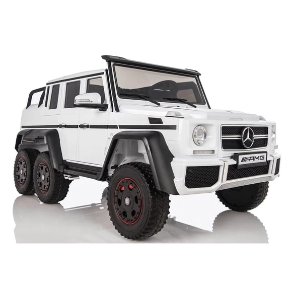 KingToys White Mercedes Benz 6x6 G63 24V (2x12V) 2 Seater Ride On Car With Remote Control
