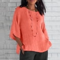thumbnail image 2 of Blouse Chemise Ample en Coton à Manches Courtes et Col Rond pour Femmes, Été, Grande Taille, Coupe Ample, Soldes, 2 of 6
