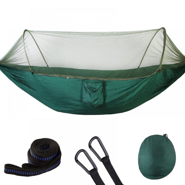 Automatic Quick-opening Tent-type Camping Hammock With Mosquito Net Lightweight Parachute Hammock For Camping Backpack Trekking Travel Backyard Beach 55”*114” Maximum Load-bearing 441LB