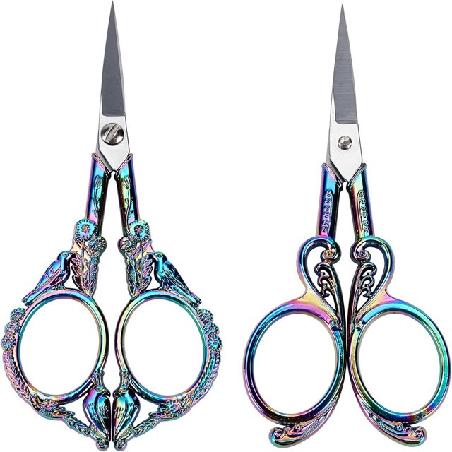 HLONK 2Inch Stainless Steel Scissors Silver Sewing Embroidery Scissors Small Precision Detail Scissors Vintage Shears Sharp Cutter for Fabric Paper Cutting Craft Art Work DIY Tool DIY