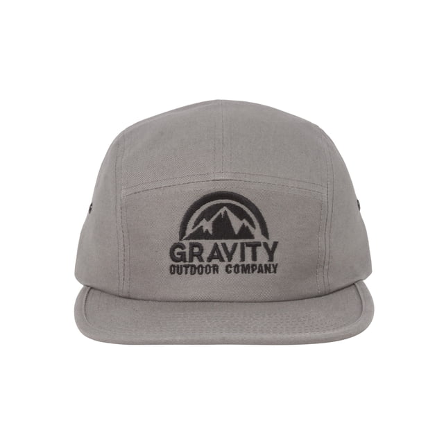 Gravity Outdoor Co. 5 Panel Hat - Grey - Black Logo