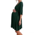 thumbnail image 1 of TIMIFIS Maternity Nursing Mini Dress Summer 3/4 Sleeve Breastfeeding Casual Plus Size Solid Color Spring Crew Neck Lightweight Dresses, 1 of 4