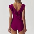 thumbnail image 3 of Bocqde Women Swimsuits Fashion Solid Color Loose Fit Ruffle Monokini Swimwears Ladies One Piece Bathing Suits, 3 of 5