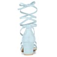 thumbnail image 3 of BLISSFUL STEP Women's Open Toe Lace Up Mid Chunky Heeled Sandals, 3 of 6