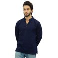 thumbnail image 2 of Atasi Kurta Court Bleu à Col Officier pour Homme en Coton, Tunique Décontractée - Petit, 2 of 7