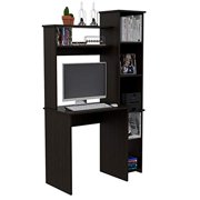 Tuhome Versalles Collection Bureau d'ordinateur de bureau permanent gratuit avec 2 Haut de page étagères, noir