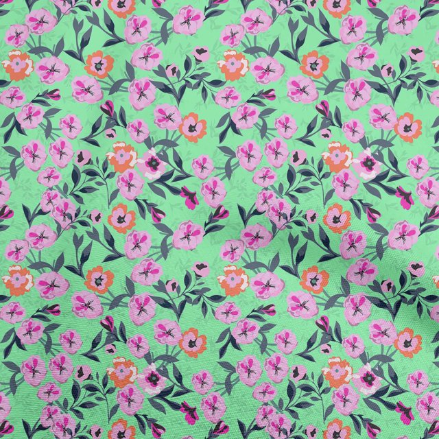 oneOone Rayon Sea Green Fabric Floral Craft Projects Decor Fabric Printed By The Yard 56 Inch Wide