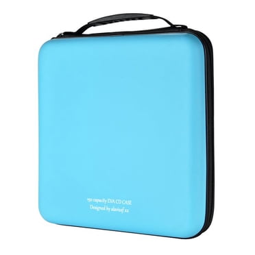 Étui à CD, Capacité de 192, Étui DVD en EVA Bleu Ciel Portable avec Fermeture Éclair, Porte-Disques, Organisateur de Rangement, Portefeuille