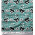 thumbnail image 3 of Soimoi Modal Satin Fabric Leaves & Floral Block Printed Fabric 1 Yard 42 Inch Wide, 3 of 3