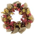 thumbnail image 1 of Northlight Couronne de Récolte Rustique en Toile de Jute pour l'Automne avec Glands et Baies, 18 Pouces, 1 of 6
