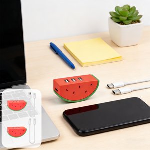 Sentmoon Fruit Shaped 3-Port USB Hub Multi-Device Charging Data Transfer Laptop Desktop Splitter Cute Compact Portable Design for Office Home Travel School